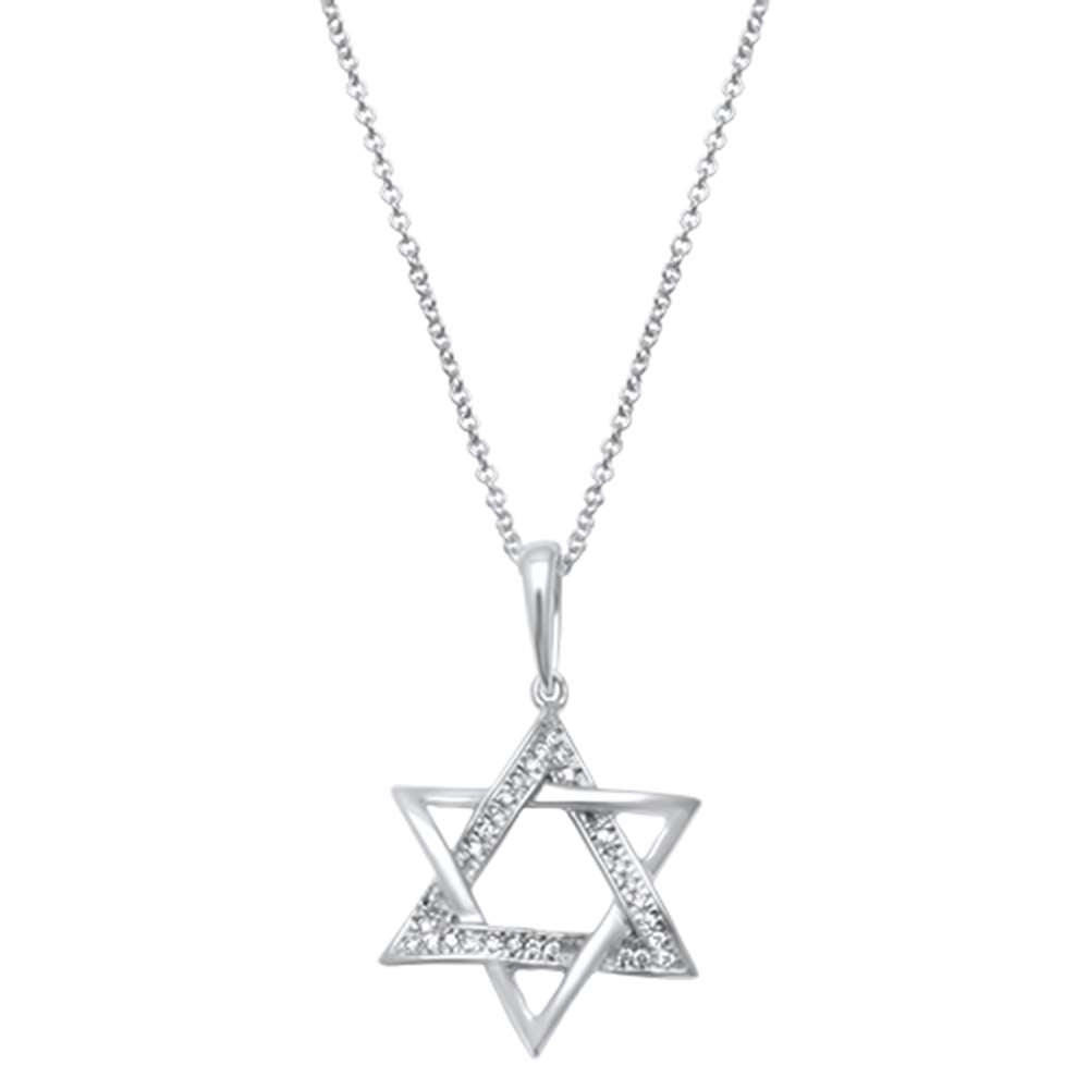 ''.05ct 14kt White Gold Diamond Star of David CHARM Necklace Pendant 18''''''