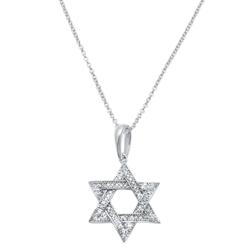 ''.11ct 14kt White Gold Jewish Star of David Diamond PENDANT 18'''' Necklace''