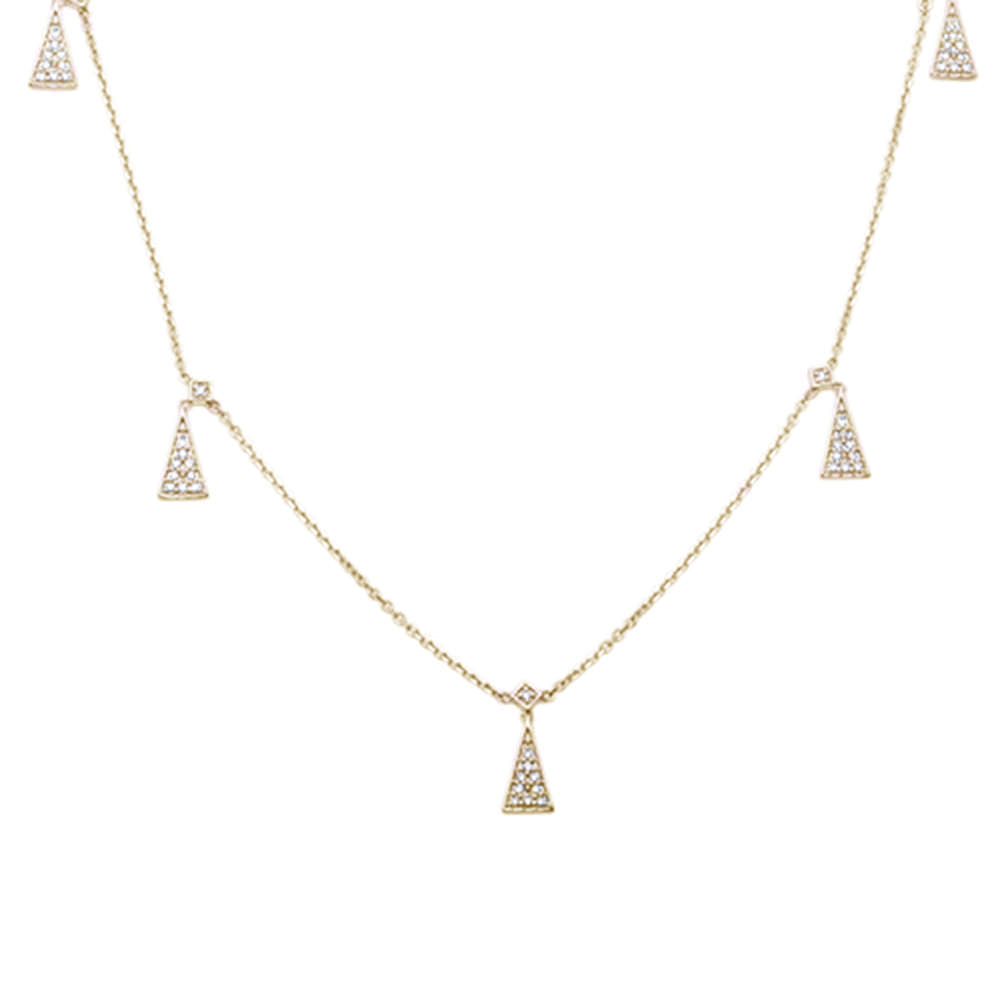 ''SPECIAL!.17ct 14kt Yellow Gold Trendy Triangle Round DIAMOND Pendant 18'''' Necklace''