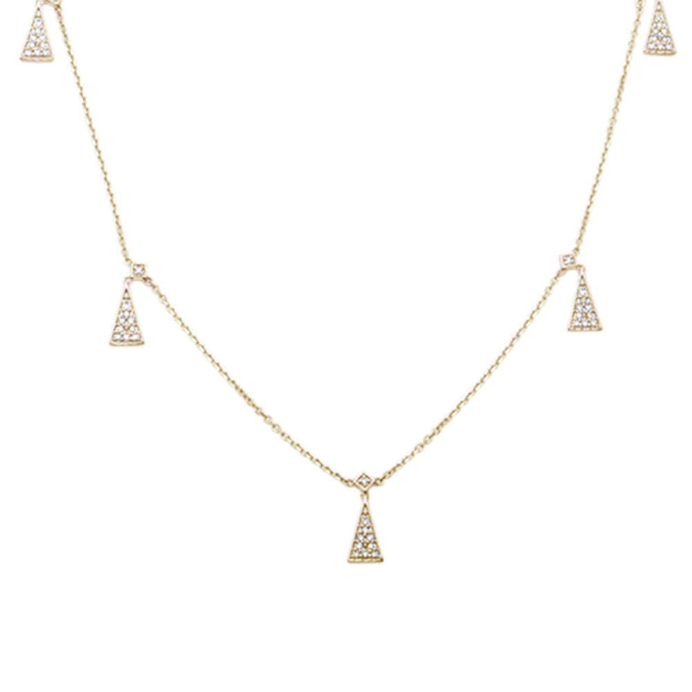 ''SPECIAL!.17ct 14kt Yellow GOLD Trendy Triangle Round Diamond Pendant 18'''' Necklace''