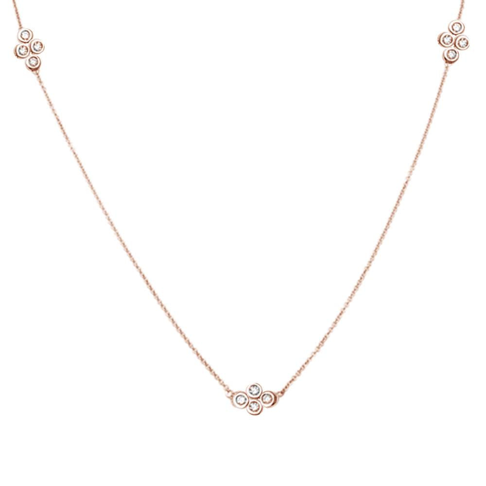 ''.15cts 14k Rose Gold Diamond Station NECKLACE 18''''''