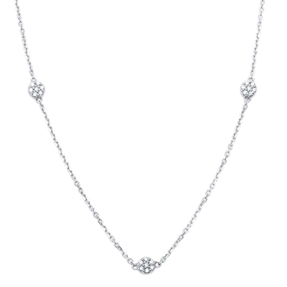 ''.16ct 14kt White GOLD 3 Diamond Trendy Pendant 18'''' Necklace''