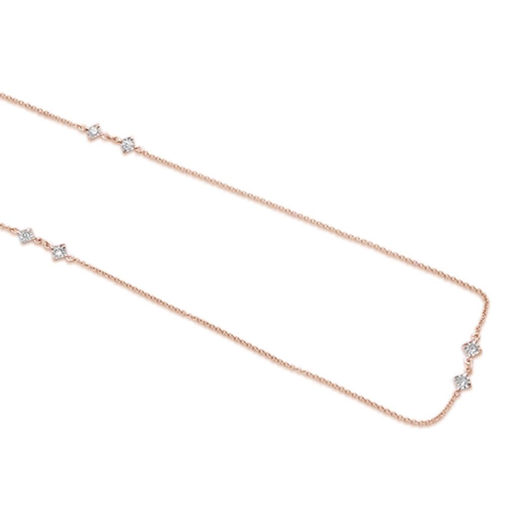 ''.25ct 14k Rose Gold Diamond Station NECKLACE 18'''' Long''