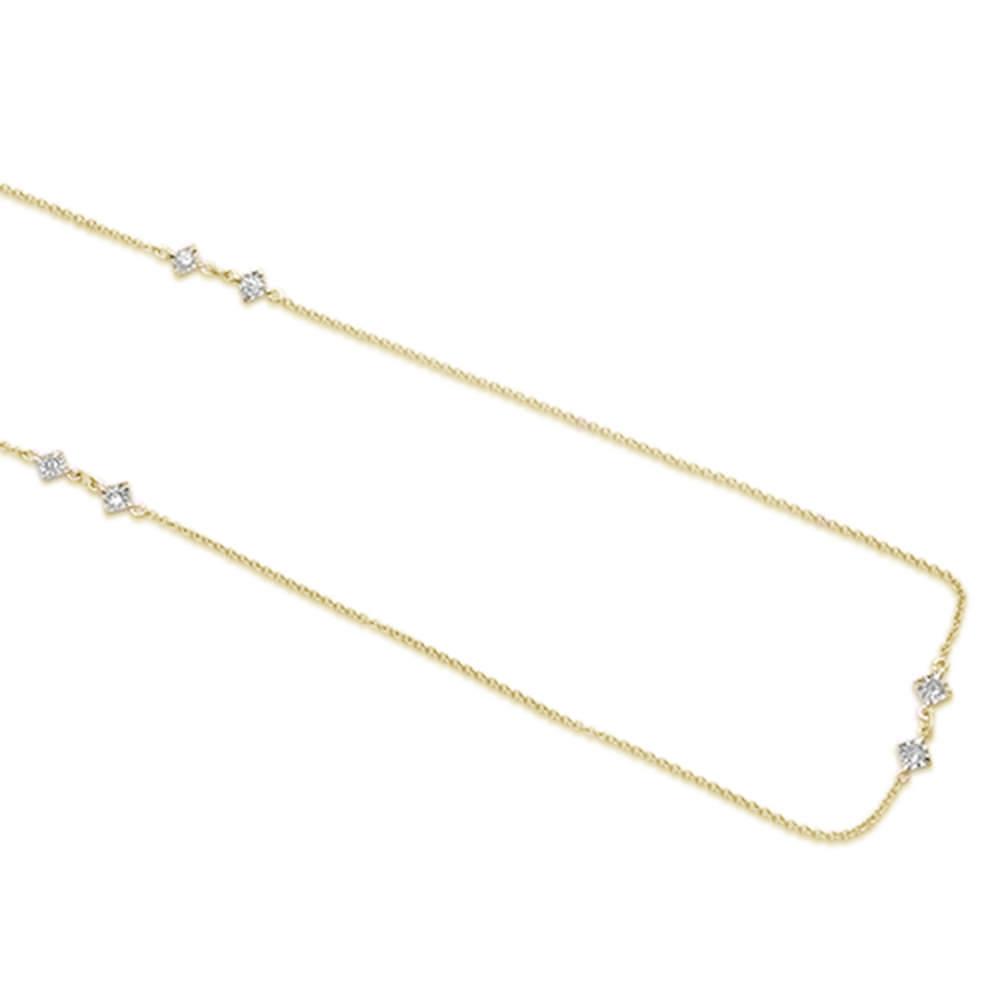 ''.26ct 14k Yellow GOLD Diamond Station Necklace 18''''''