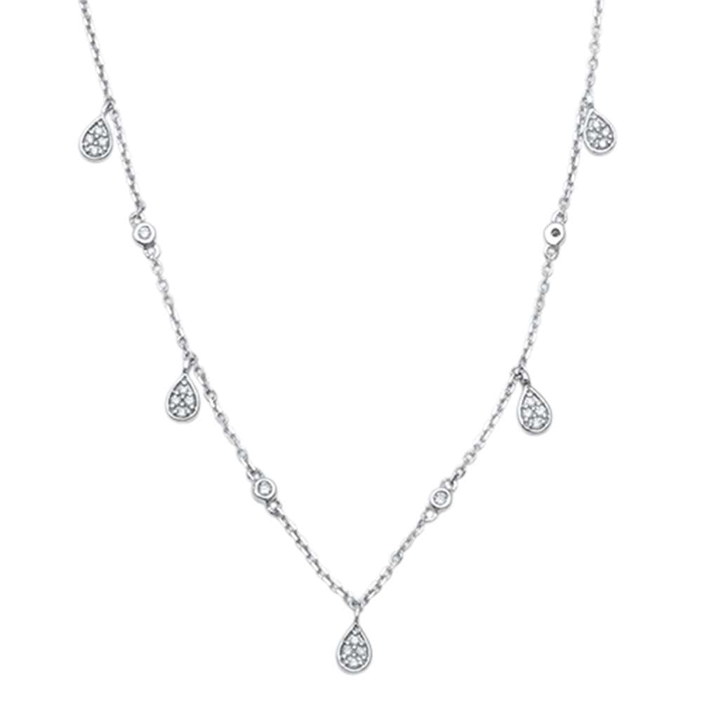 ''SPECIAL! .11ct 14kt White GOLD Pear Tear Drop Diamond Pendant 18'''' Necklace''