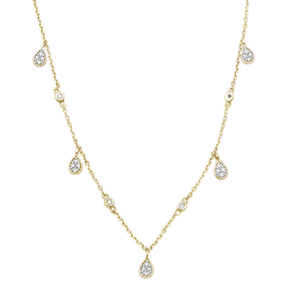 ''SPECIAL! .10ct 14kt Yellow Gold Pear Tear Drop Diamond PENDANT 18'''' Necklace''