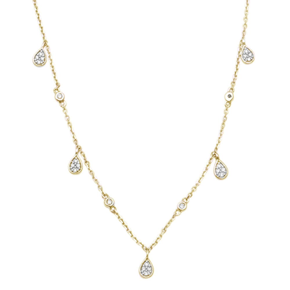 ''SPECIAL! .10ct 14kt Yellow Gold Pear Tear Drop DIAMOND Pendant 18'''' Necklace''