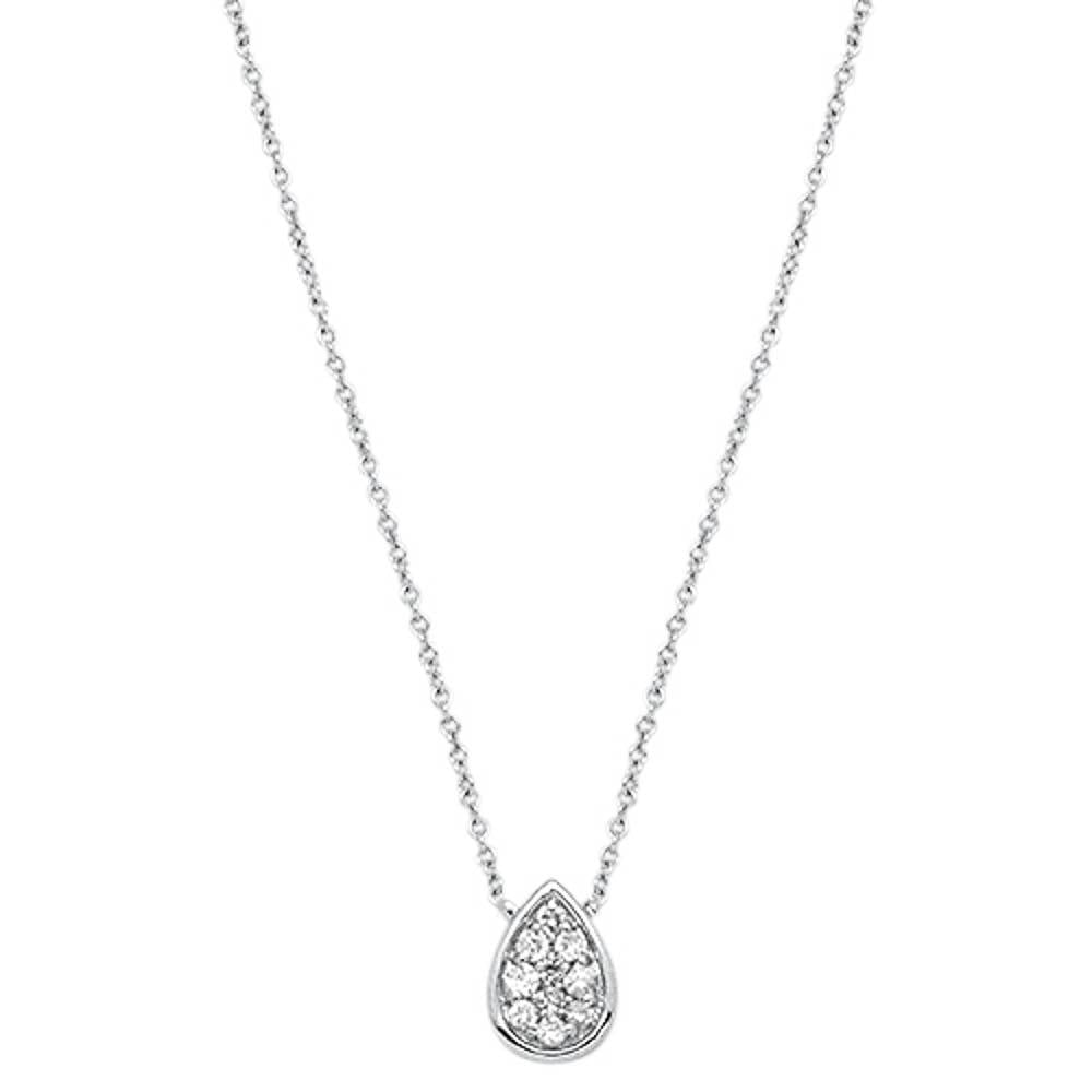 ''.13cts 14kt White Gold DIAMOND Pear Shape Solitaire Pendant Necklace 18''''''