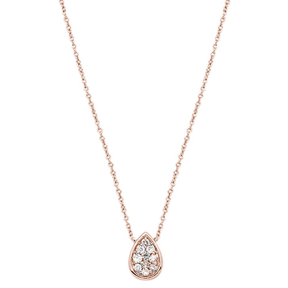 ''.13cts 14kt Rose Gold Diamond Pear Shape Solitaire PENDANT Necklace 18''''''