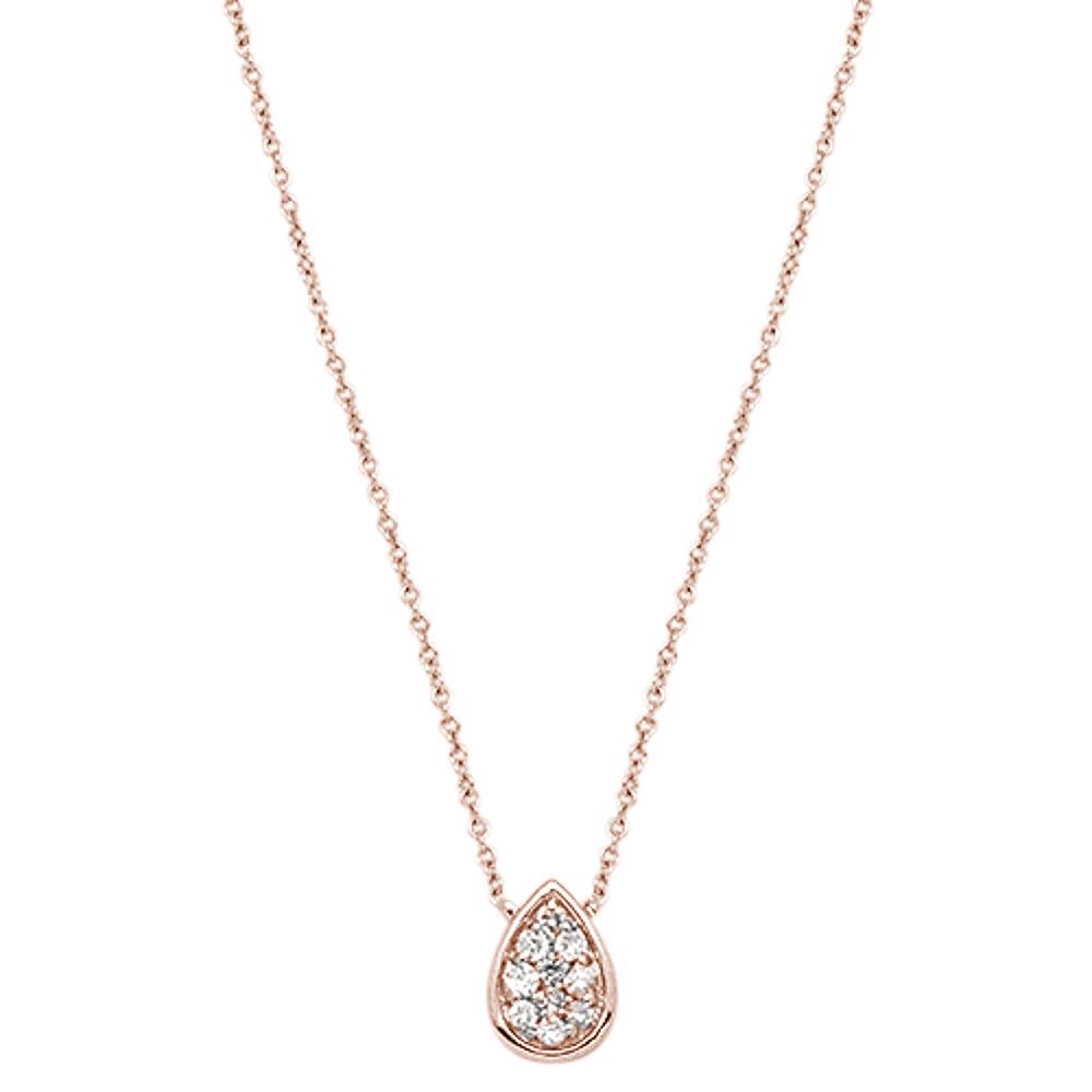 ''.13cts 14kt Rose GOLD Diamond Pear Shape Solitaire Pendant Necklace 18''''''