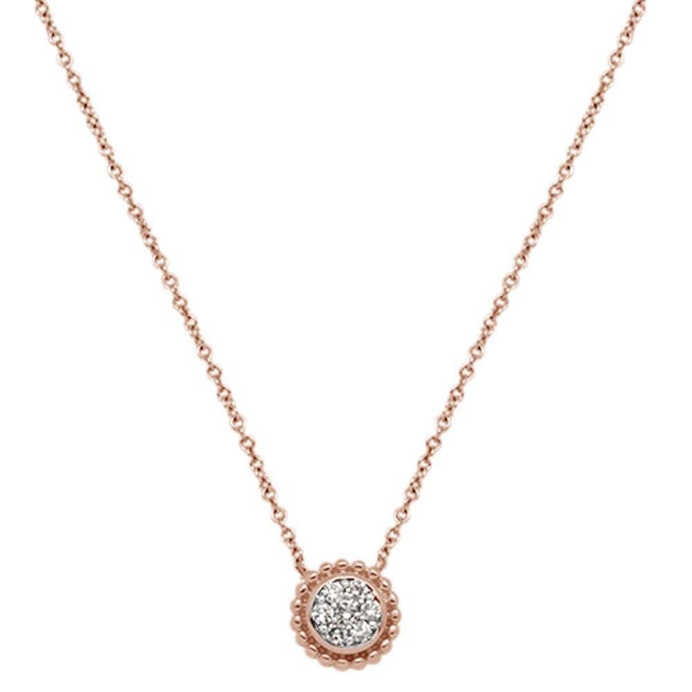 ''.13cts 14kt Rose Gold Round Diamond PENDANT Necklace 18'''' Long''