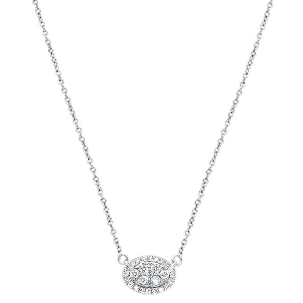 ''.27cts 14kt White Gold Round Diamond Oval PENDANT Necklace 18''''''