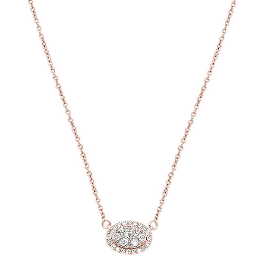 ''.25cts 14kt Rose GOLD Round Diamond Oval Pendant Necklace 18''''''