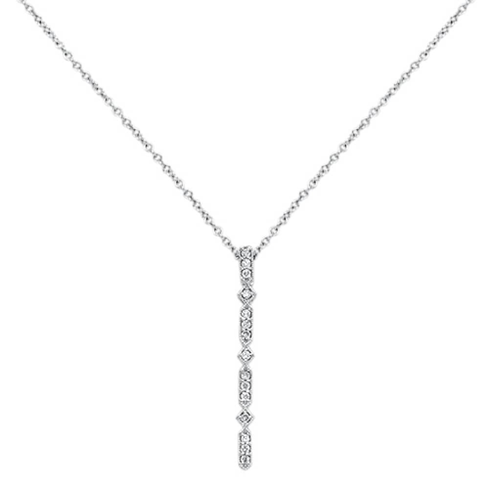 ''.09cts 14kt White GOLD Round Diamond Drop Lariat Pendant Necklace 18'''' Long''