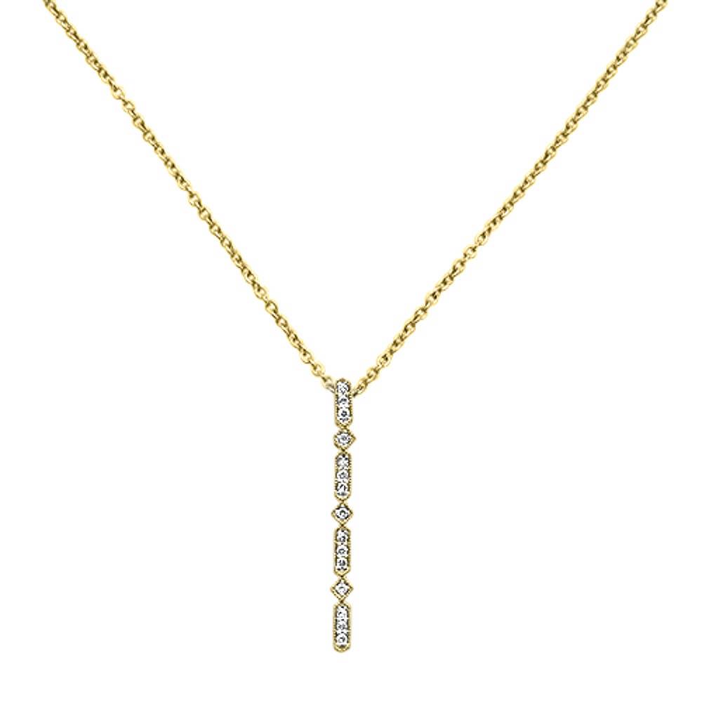 ''.08ct 14k Yellow Gold Diamond Lariat Drop Modern Pendant NECKLACE 18'''' Long''