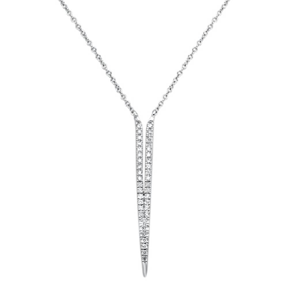 ''.17cts 14kt White Gold Round Diamond V Drop PENDANT Necklace 18'''' Long''