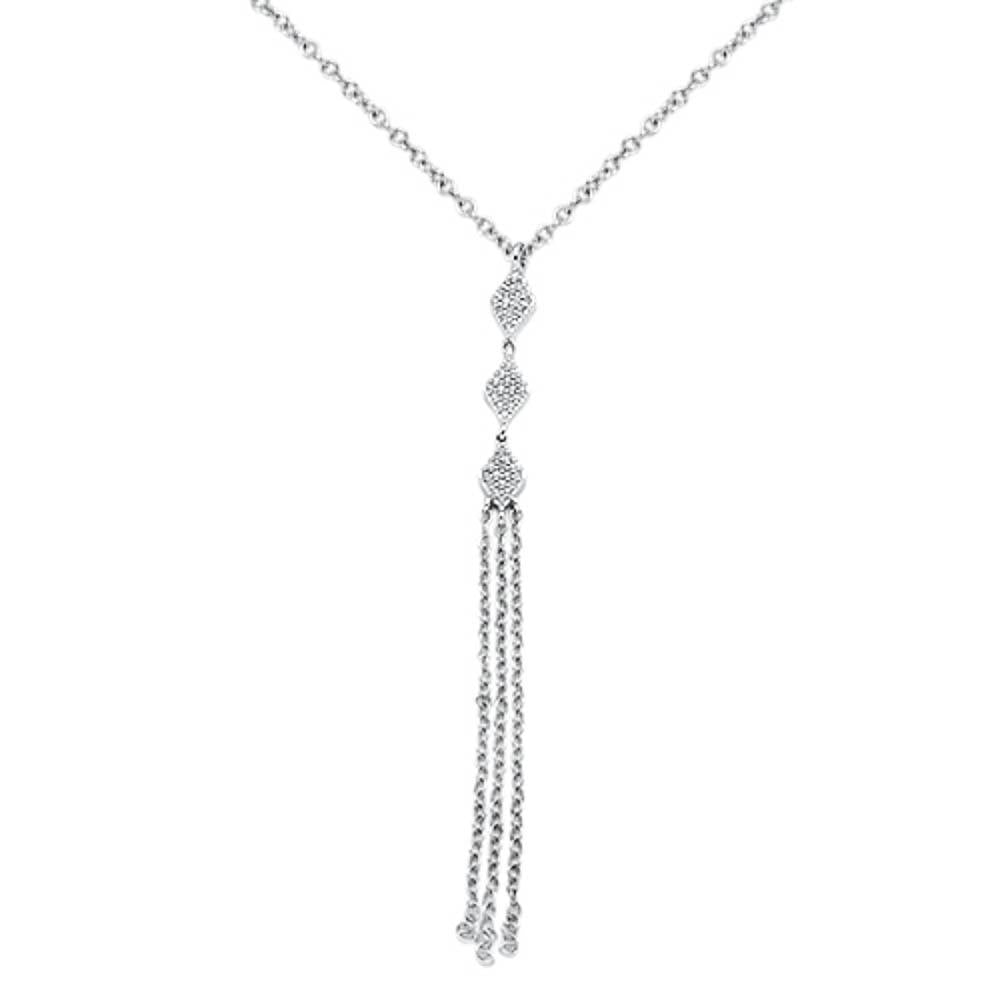 ''.10cts 14kt White Gold Round Diamond Drop DANGLE Tassel Necklace 18'''' Long''