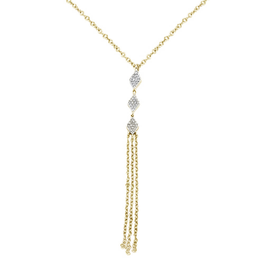 ''.12cts 14kt Yellow Gold Round DIAMOND Drop Dangle Tassel Necklace 18'''' Long''