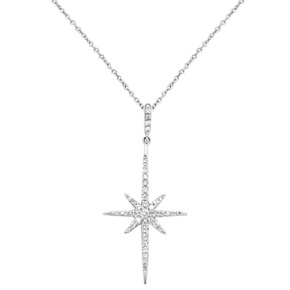 ''.19cts 14kt White Gold Round Starburst Diamond Pendant NECKLACE 18'''' Long''