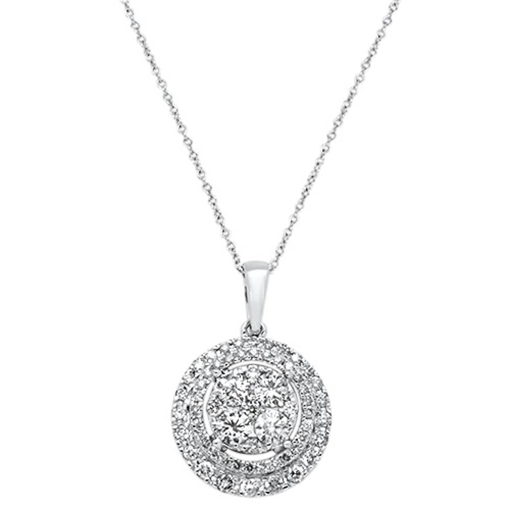 ''SPECIAL!1.10cts 14kt White Gold Round Diamond Pendant NECKLACE 18'''' Long''