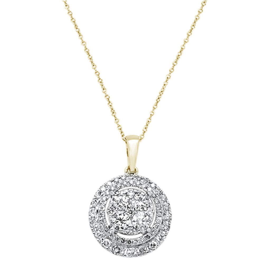 ''SPECIAL!1.10ct 14k Yellow Gold Round DIAMOND Pendant Necklace 18'''' Long''