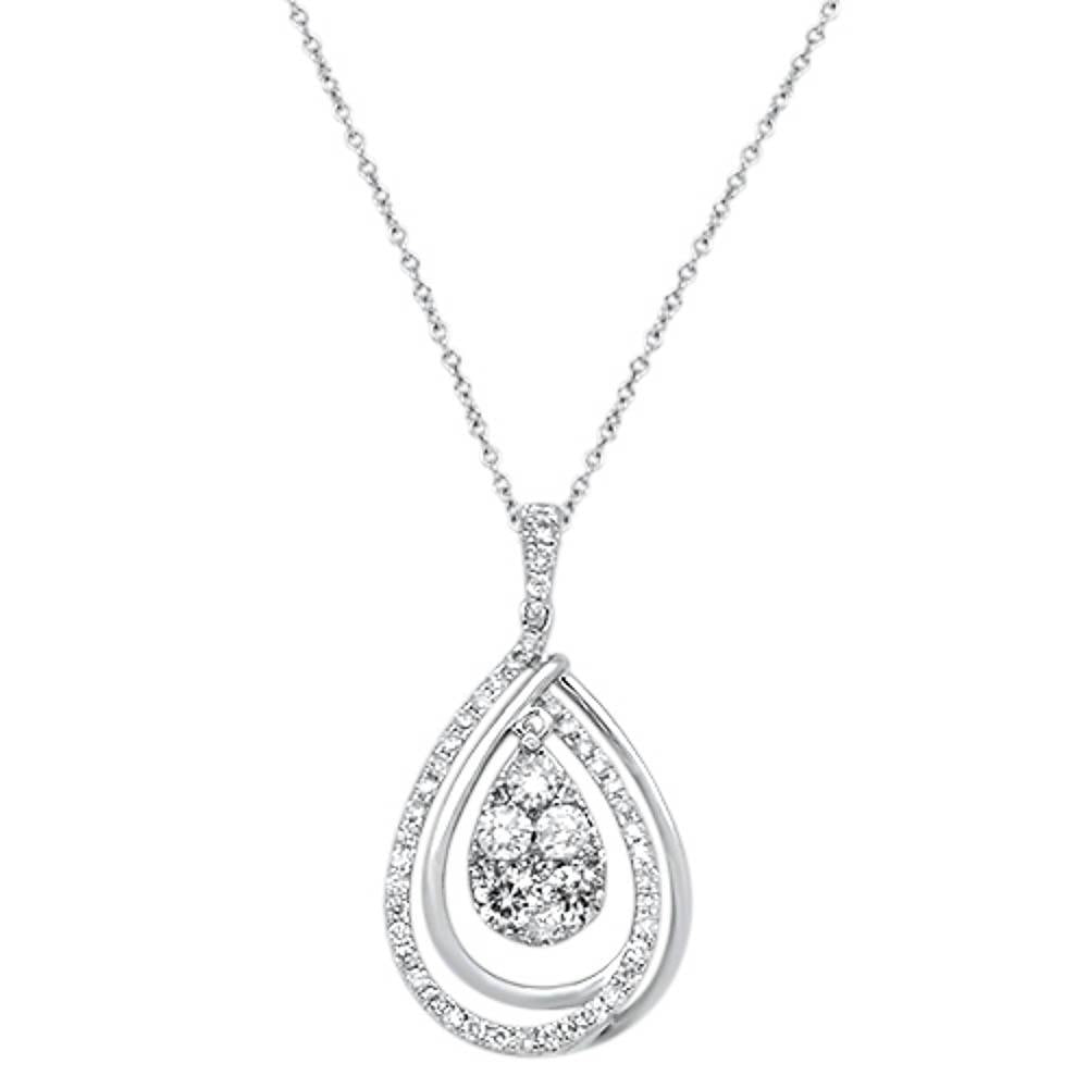 ''SPECIAL!.92cts 14kt White Gold Round Diamond Pear Drop PENDANT Necklace 18'''' Long''