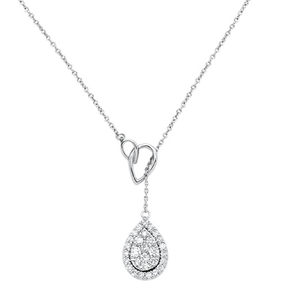 ''SPECIAL!.52cts 14kt White Gold Round Diamond Tear Drop PENDANT Necklace 18'''' Long''