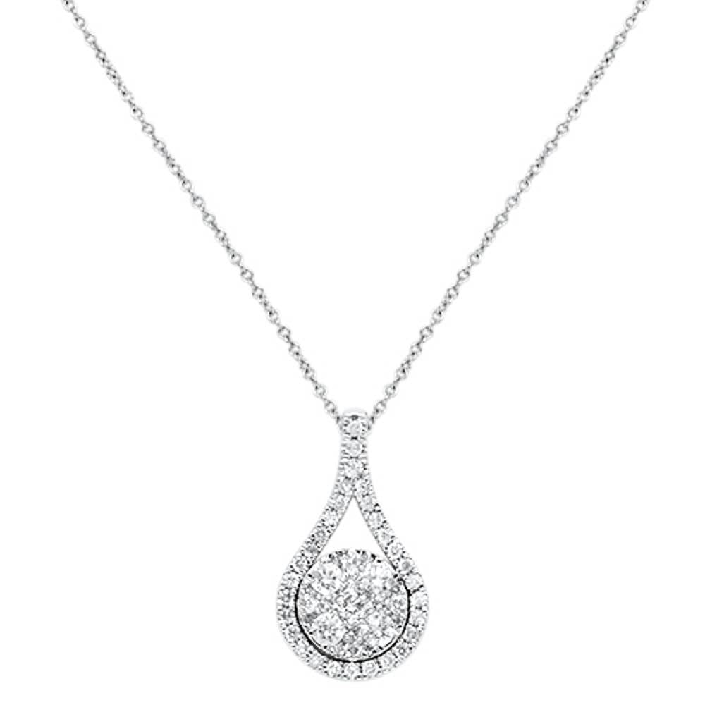 ''SPECIAL!.76cts 14kt White GOLD Round Diamond Drop Pendant Necklace 18'''' Long''