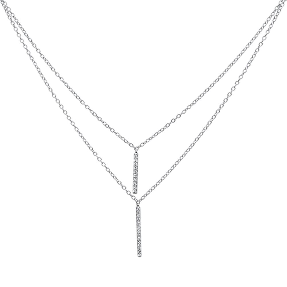 .15cts 14kt White GOLD Round Diamond Multi Layer Lariat Pendant Necklace