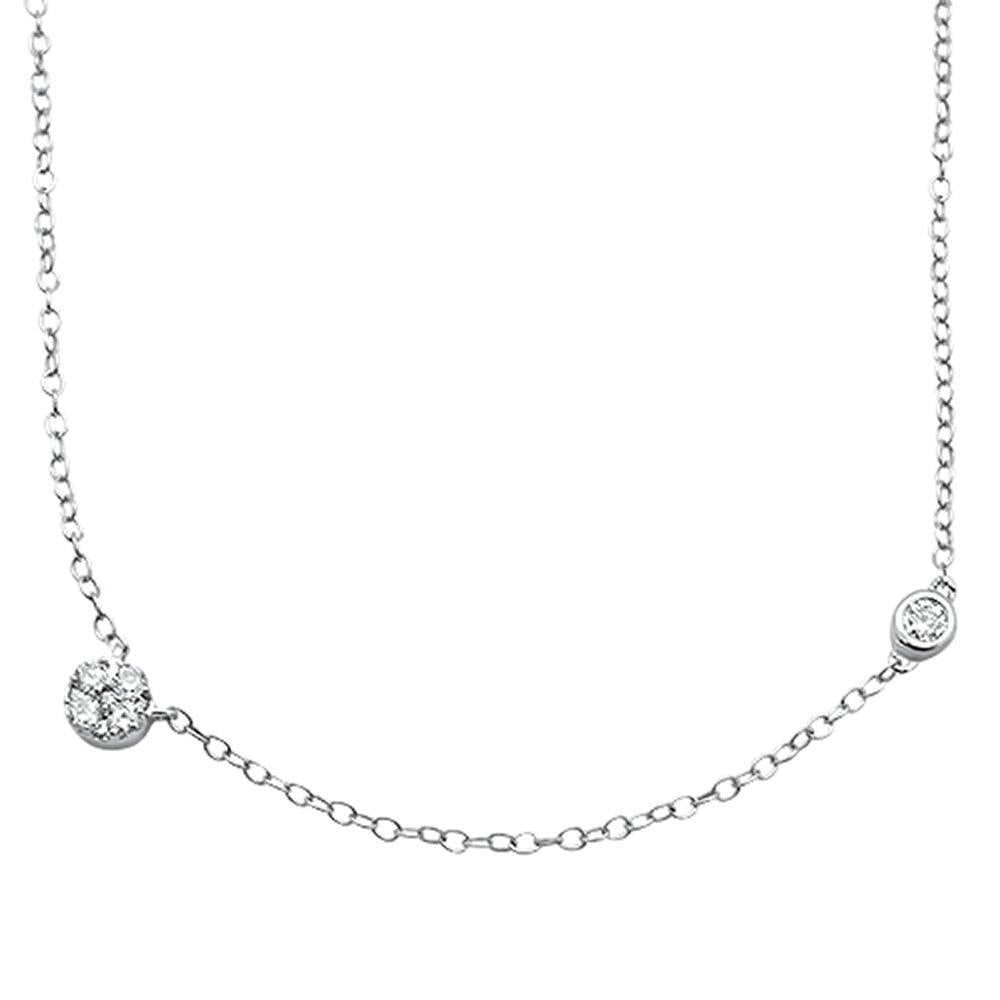 ''.17cts 14kt White Gold Round Diamond Station Pendant NECKLACE 18'''' Long''