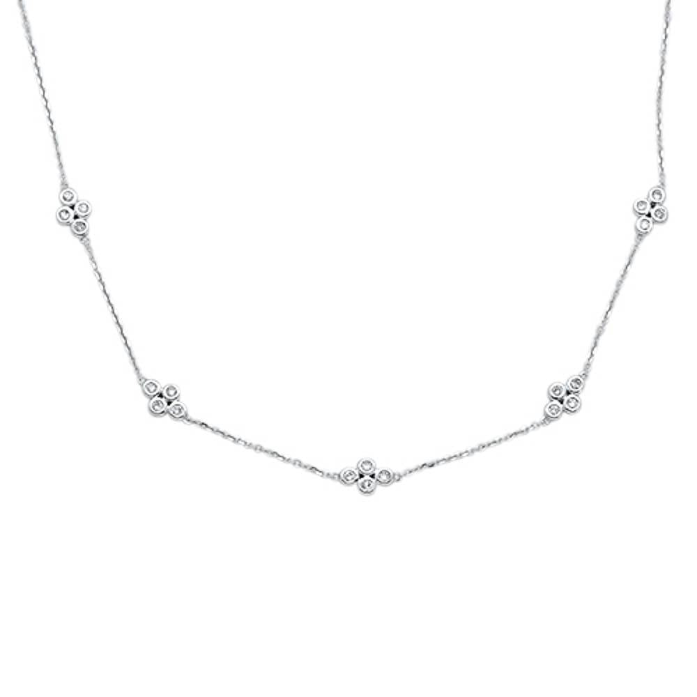 ''SPECIAL!.26cts 14kt White GOLD Round Diamond Station Pendant Necklace 18'''' Long''