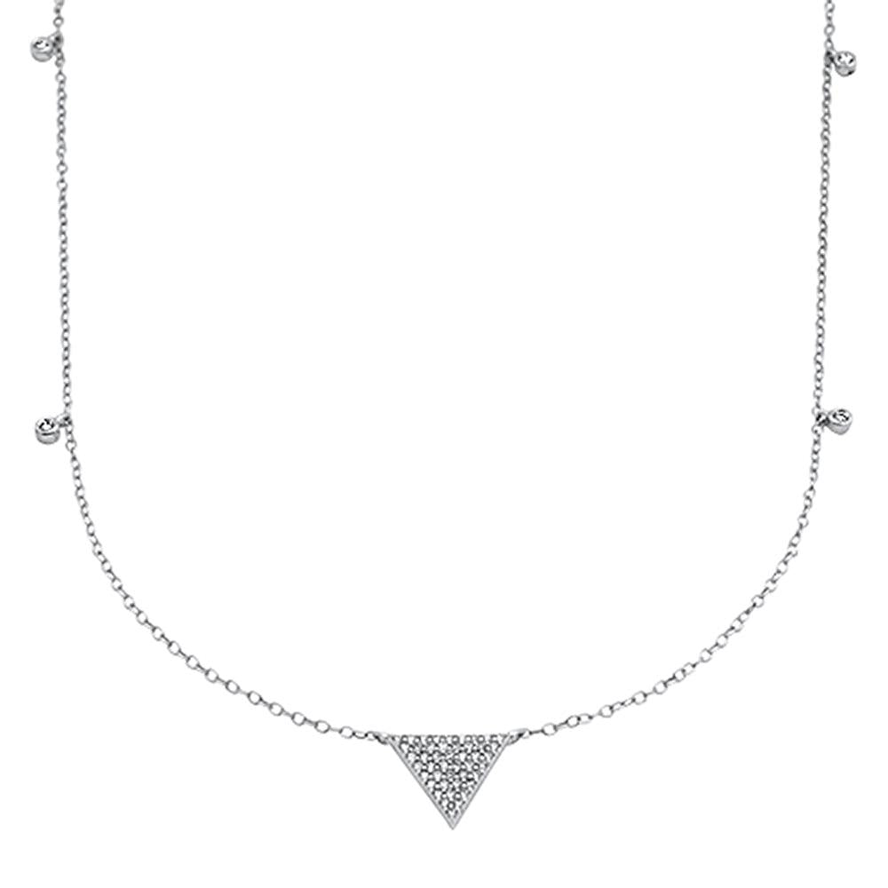 ''.24cts 14kt White Gold Round Diamond Triangle PENDANT Necklace 18'''' Long''