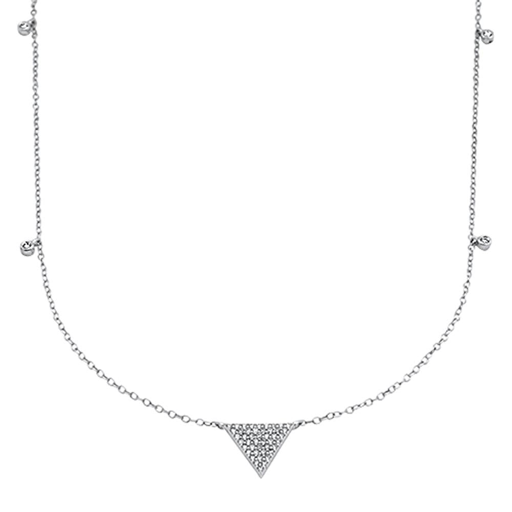 ''.24cts 14kt White Gold Round Diamond Triangle Pendant NECKLACE 18'''' Long''