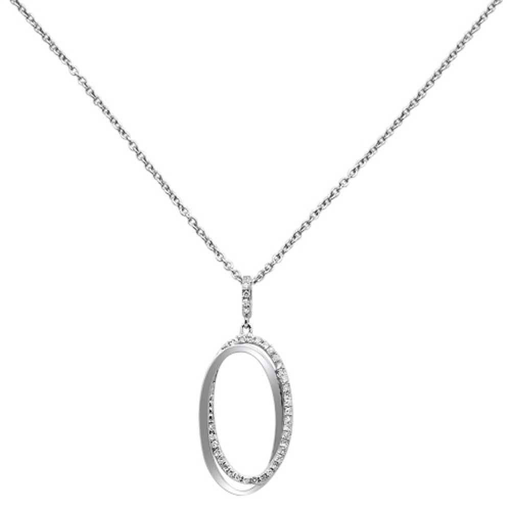 ''DIAMOND  CLOSEOUT!  .19ct 14k White Gold Oval Modern DIAMOND Pendant Necklace 18'''' Long''