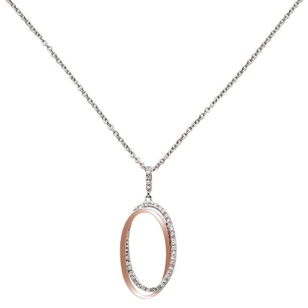 ''.19ct 14k Two Tone Oval Modern DIAMOND Pendant Necklace 18'''' Long''