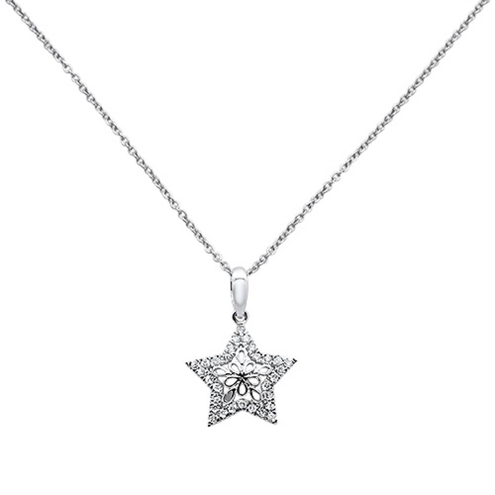 ''.17ct 14k White Gold Diamond Filigree Star PENDANT Necklace 18'''' Long''