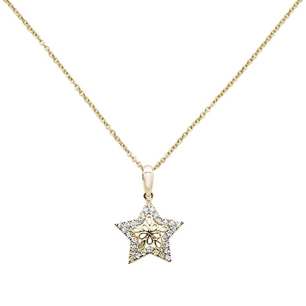 ''.17ct 14k Yellow Gold Diamond Filigree Star Pendant NECKLACE 18'''' Long''