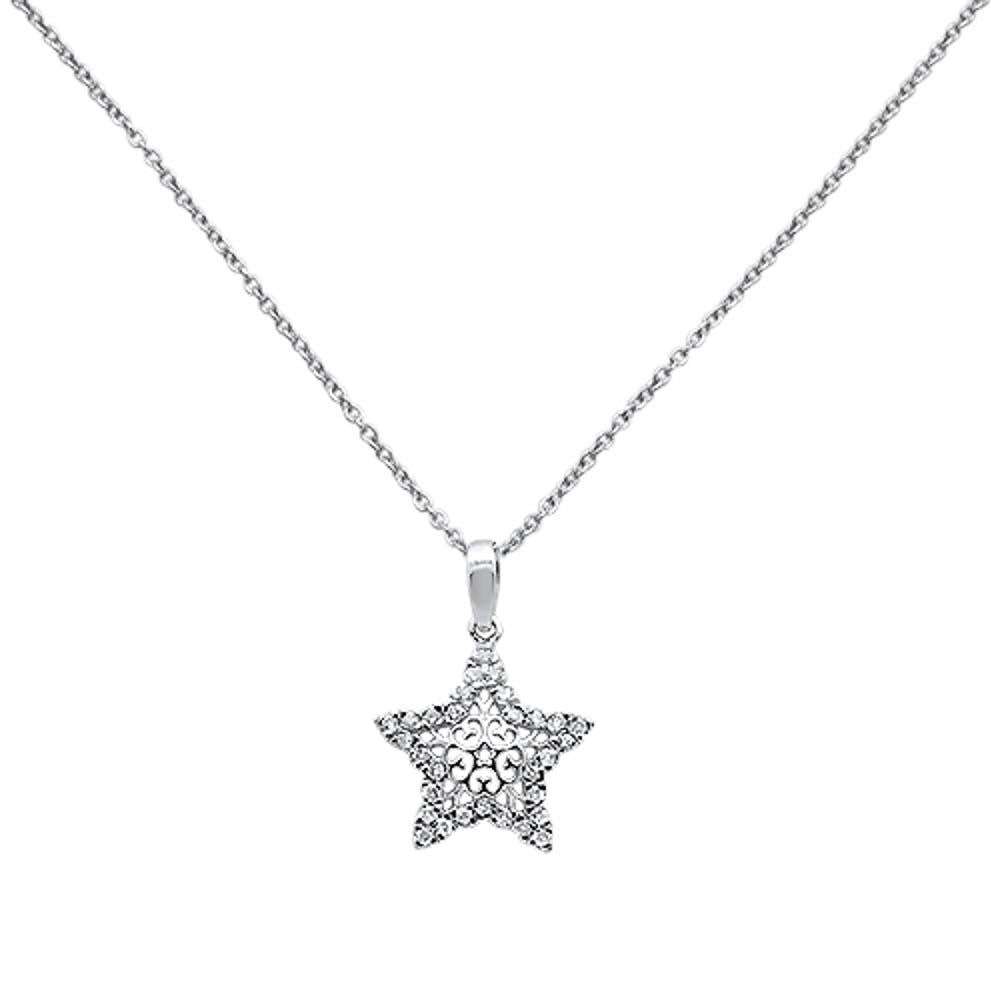 ''.17ct 14k White Gold Diamond Filigree Star PENDANT Necklace 18'''' Long''