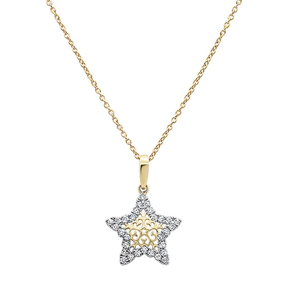''.18ct 14k Yellow Gold Diamond Star Charm Pendant NECKLACE 18''''Long''