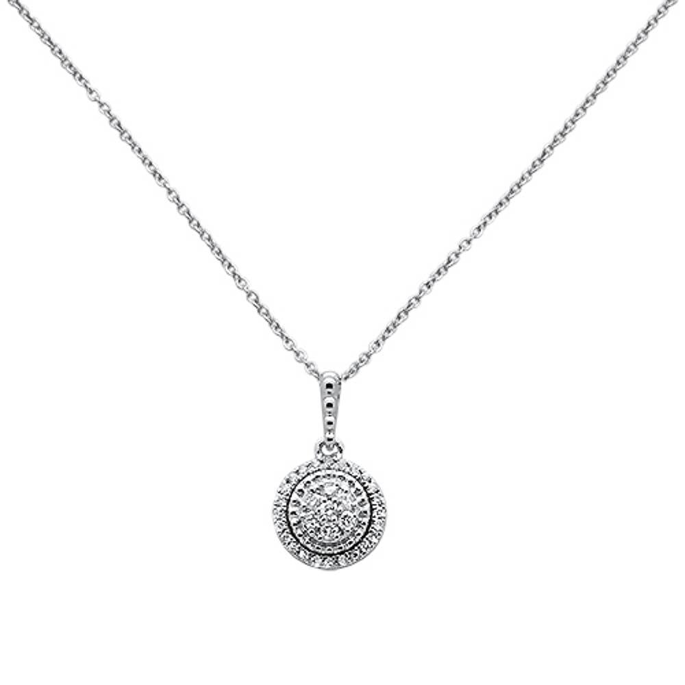 ''.24ct 14k White GOLD Diamond Antique Style Pendant Necklace 18'''' Long''