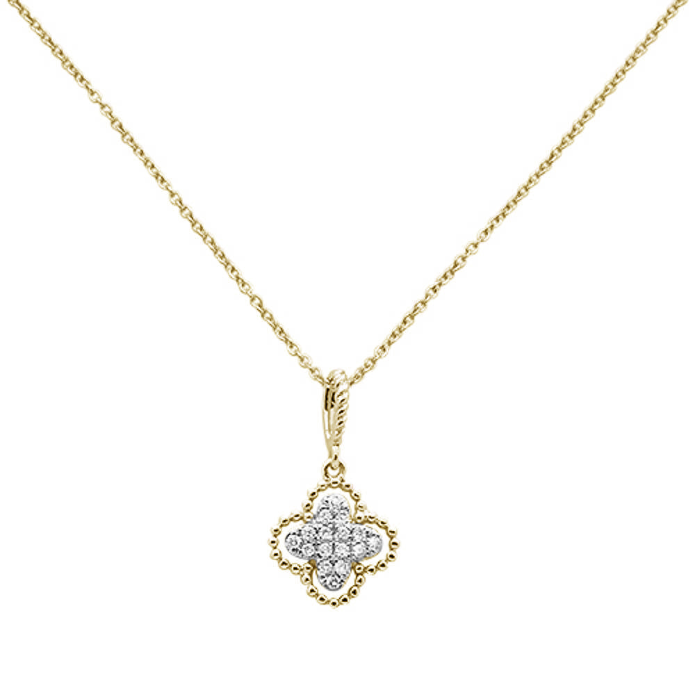 ''.08ct 14k Yellow Gold Antique Flower Diamond Pendant NECKLACE 18'''' Long''