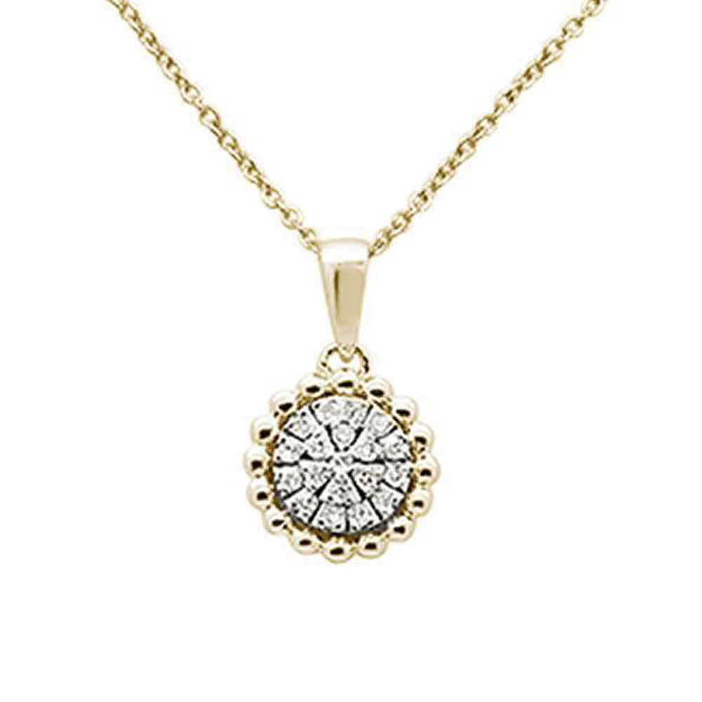 ''.12ct 14k Yellow Gold Round Diamond Pendant NECKLACE 18'''' Long''