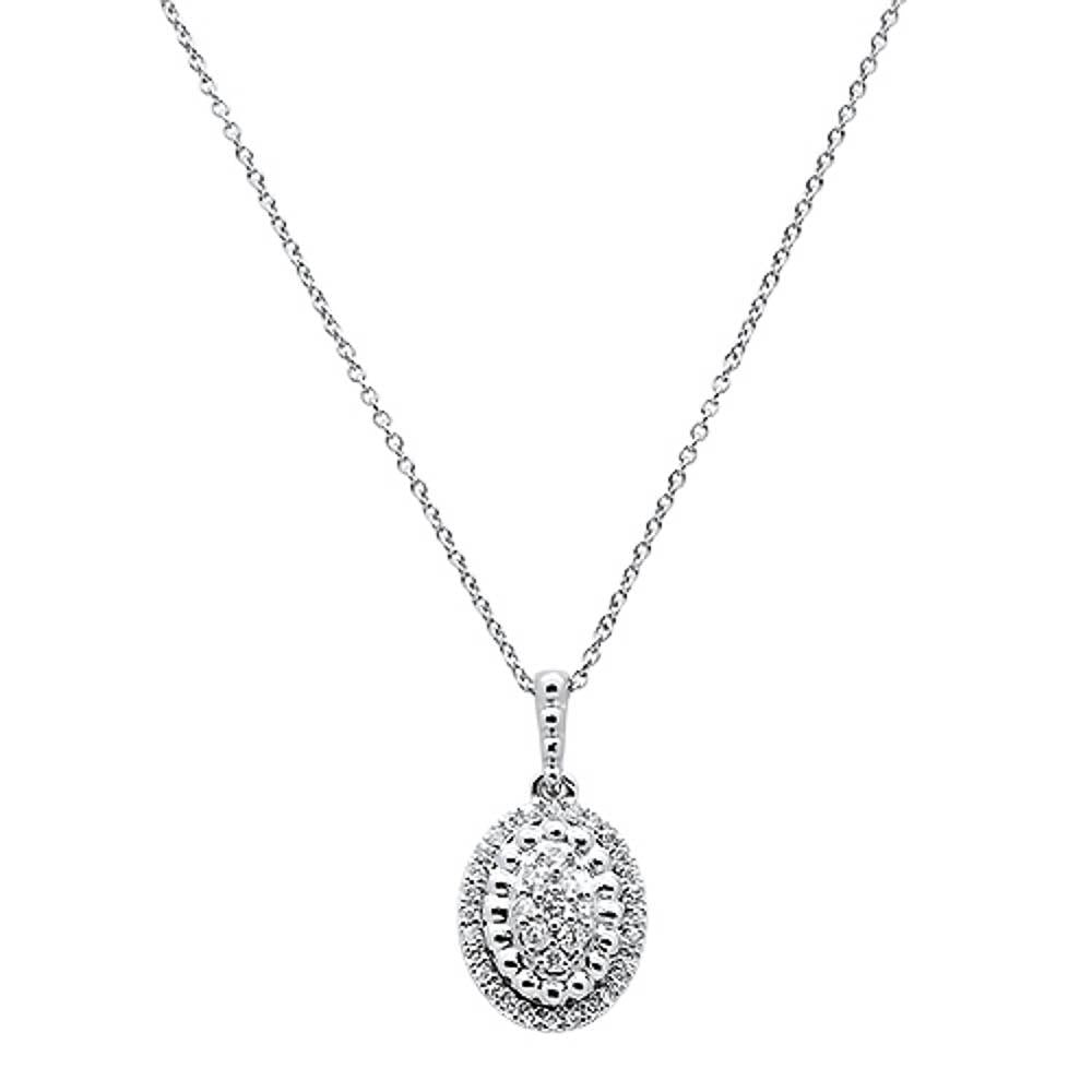 ''.26ct 14k White Gold Oval Diamond PENDANT Necklace 18'''' Long''