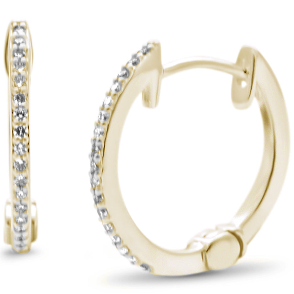 .09ct G SI 14K Yellow GOLD Diamond Hoop Huggie Earrings