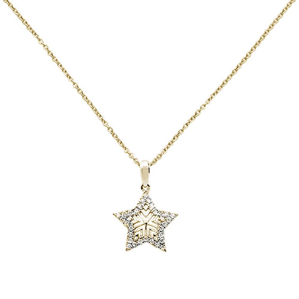 ''DIAMOND  CLOSEOUT!  .17ct 14k Yellow Gold Diamond Filigree Star Pendant Necklace 18'''' Long''