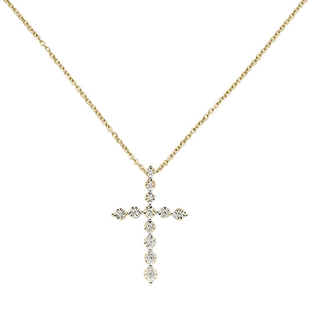 ''.09ct 14k Yellow Gold DIAMOND Cross Pendant Necklace 18'''' Long''