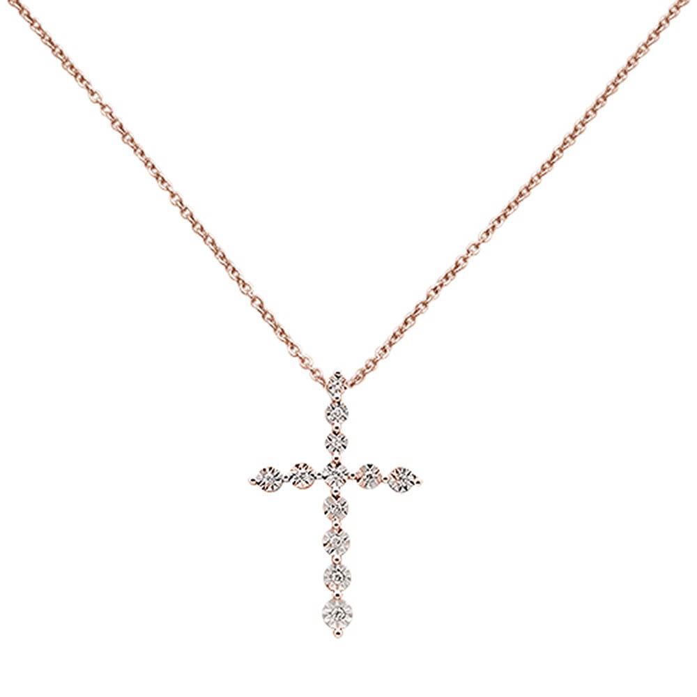 ''.08ct 14k Rose Gold Diamond Cross PENDANT Necklace 18'''' Long''