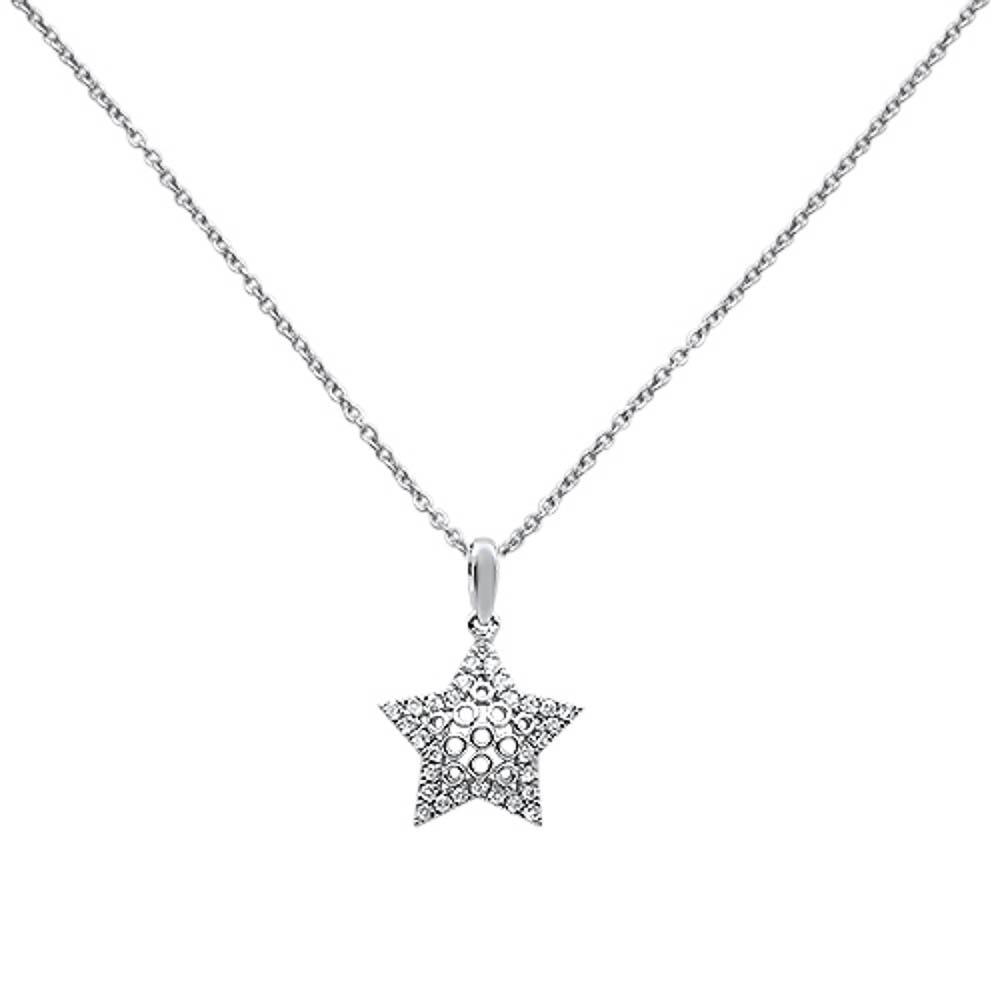 ''SPECIAL! .17ct 14k White Gold Diamond Filigree Star PENDANT Necklace 18'''' Long''