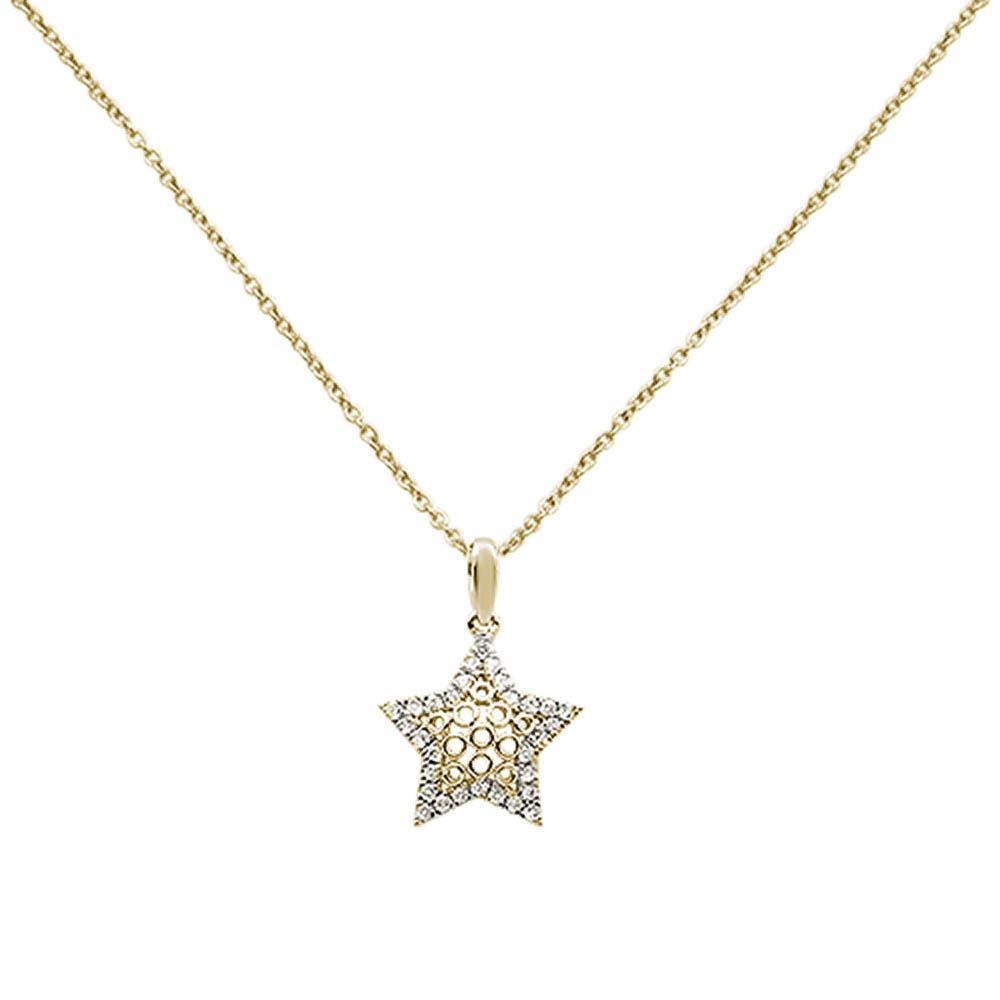 ''SPECIAL! .18ct 14k Yellow Gold Diamond Filigree Star Pendant NECKLACE 18'''' Long''