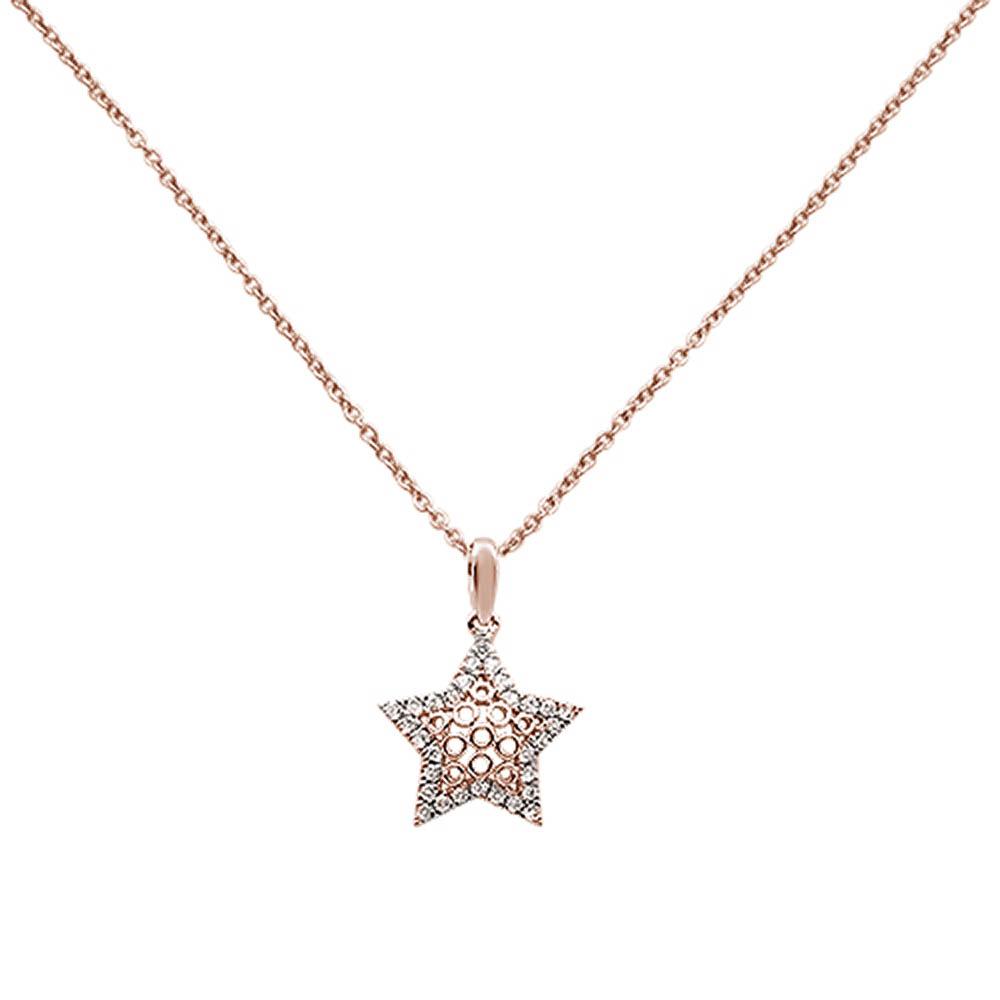 ''SPECIAL! .17ct 14k Rose Gold Diamond Filigree Star Pendant NECKLACE 18'''' Long''